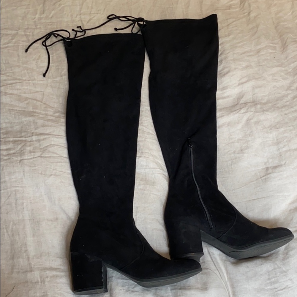 Over the knee suede boots